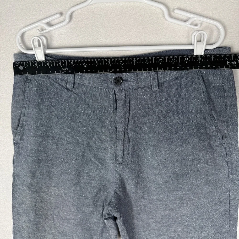 Banana Republic Aiden Chino Pants Mens 34x30 Blue Linen Blend Slim Fit 182156